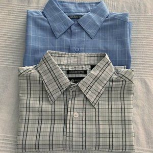 Haggar Men’s Luxury Microfibre Button Up Short Sleeve BUNDLE OF 2